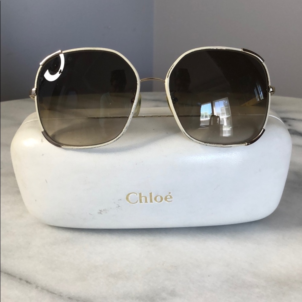 Chloe - Genuine leather and gold sunglasses